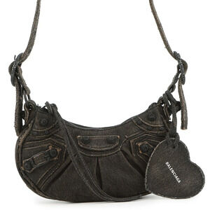 Balenciaga Shoulder Bag Le Cagole XS Denim Black Mirror